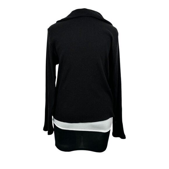 Old Navy Black Ribbed Button-Up Cardigan With Collar XXL - Picture 3 of 5